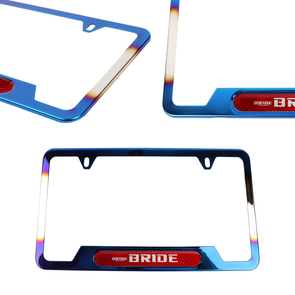 Brand New Universal 1PCS Bride Titanium Burnt Blue Metal License Plate Frame