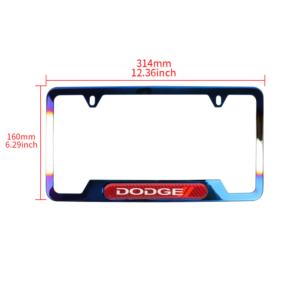 Brand New Universal 1PCS Dodge Titanium Burnt Blue Metal License Plate Frame