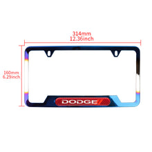 Load image into Gallery viewer, Brand New Universal 1PCS Dodge Titanium Burnt Blue Metal License Plate Frame