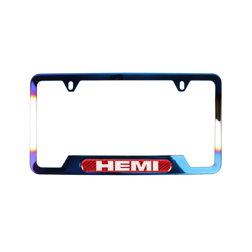 Brand New Universal 1PCS HEMI Titanium Burnt Blue Metal License Plate Frame