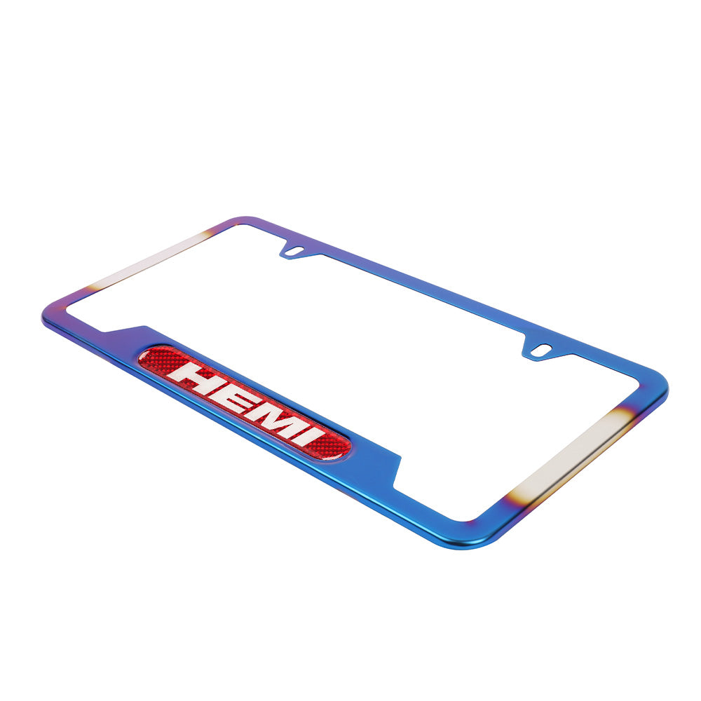 Brand New Universal 1PCS HEMI Titanium Burnt Blue Metal License Plate Frame