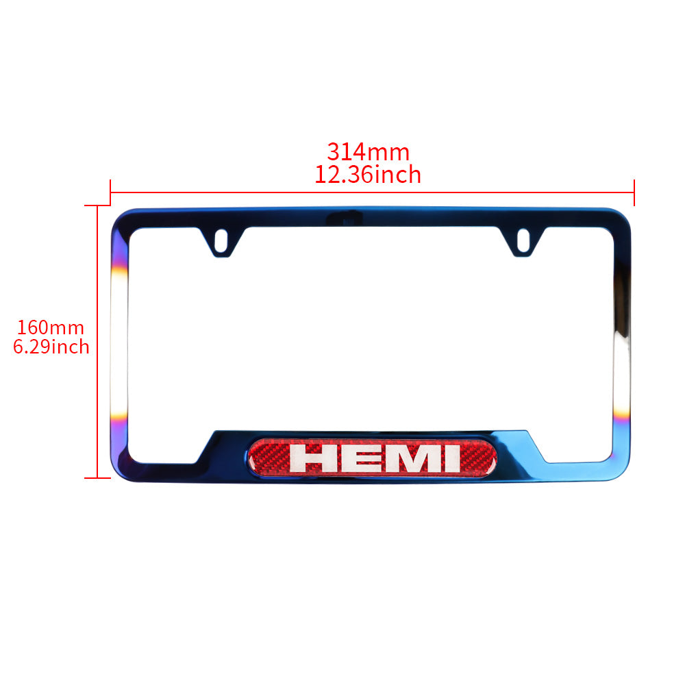 Brand New Universal 1PCS HEMI Titanium Burnt Blue Metal License Plate Frame