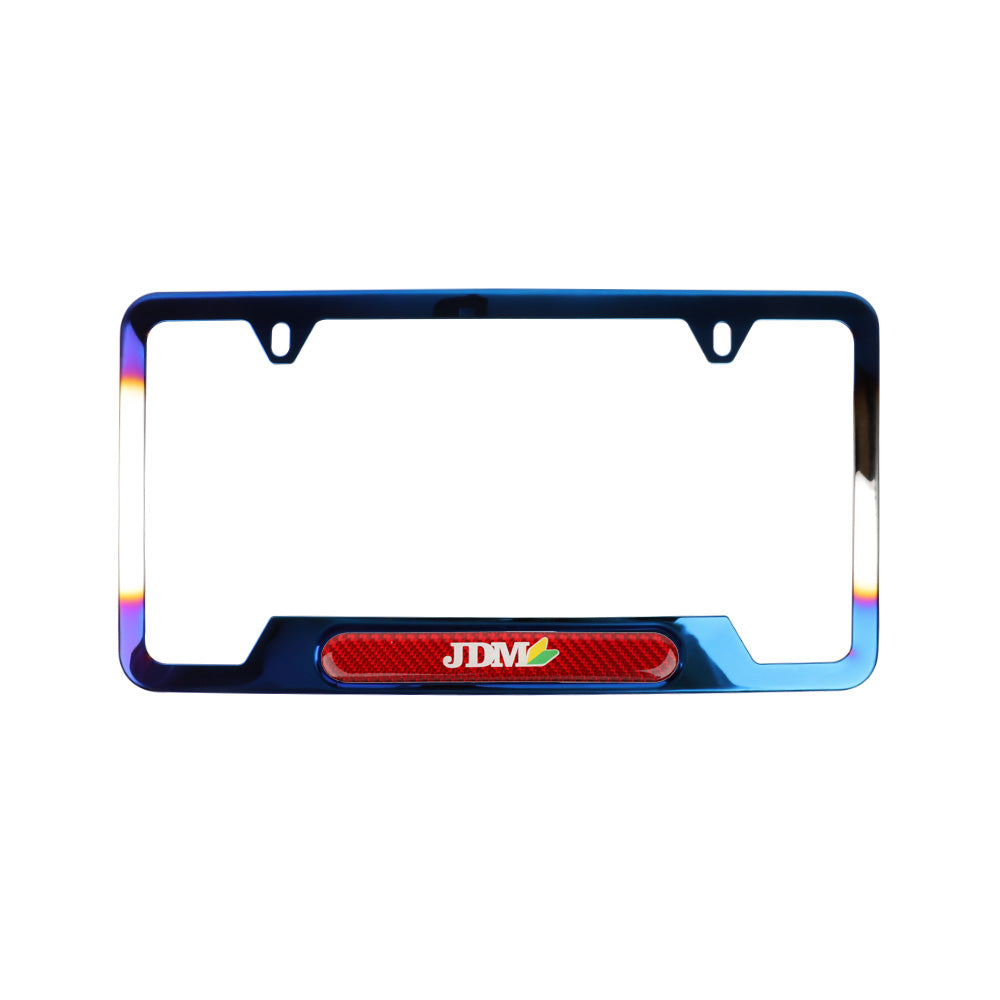 Brand New Universal 1PCS JDM BEGINNER LEAF Titanium Burnt Blue Metal License Plate Frame