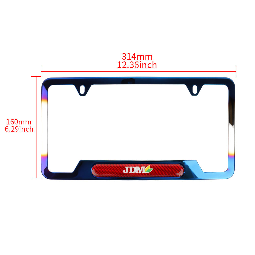 Brand New Universal 1PCS JDM BEGINNER LEAF Titanium Burnt Blue Metal License Plate Frame