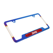 Load image into Gallery viewer, Brand New Universal 2PCS JEEP Titanium Burnt Blue Metal License Plate Frame