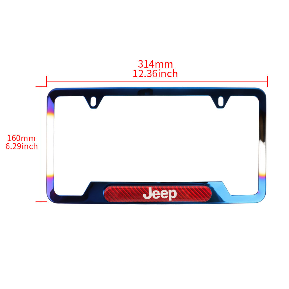 Brand New Universal 1PCS JEEP Titanium Burnt Blue Metal License Plate Frame