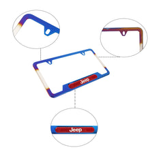 Load image into Gallery viewer, Brand New Universal 2PCS JEEP Titanium Burnt Blue Metal License Plate Frame