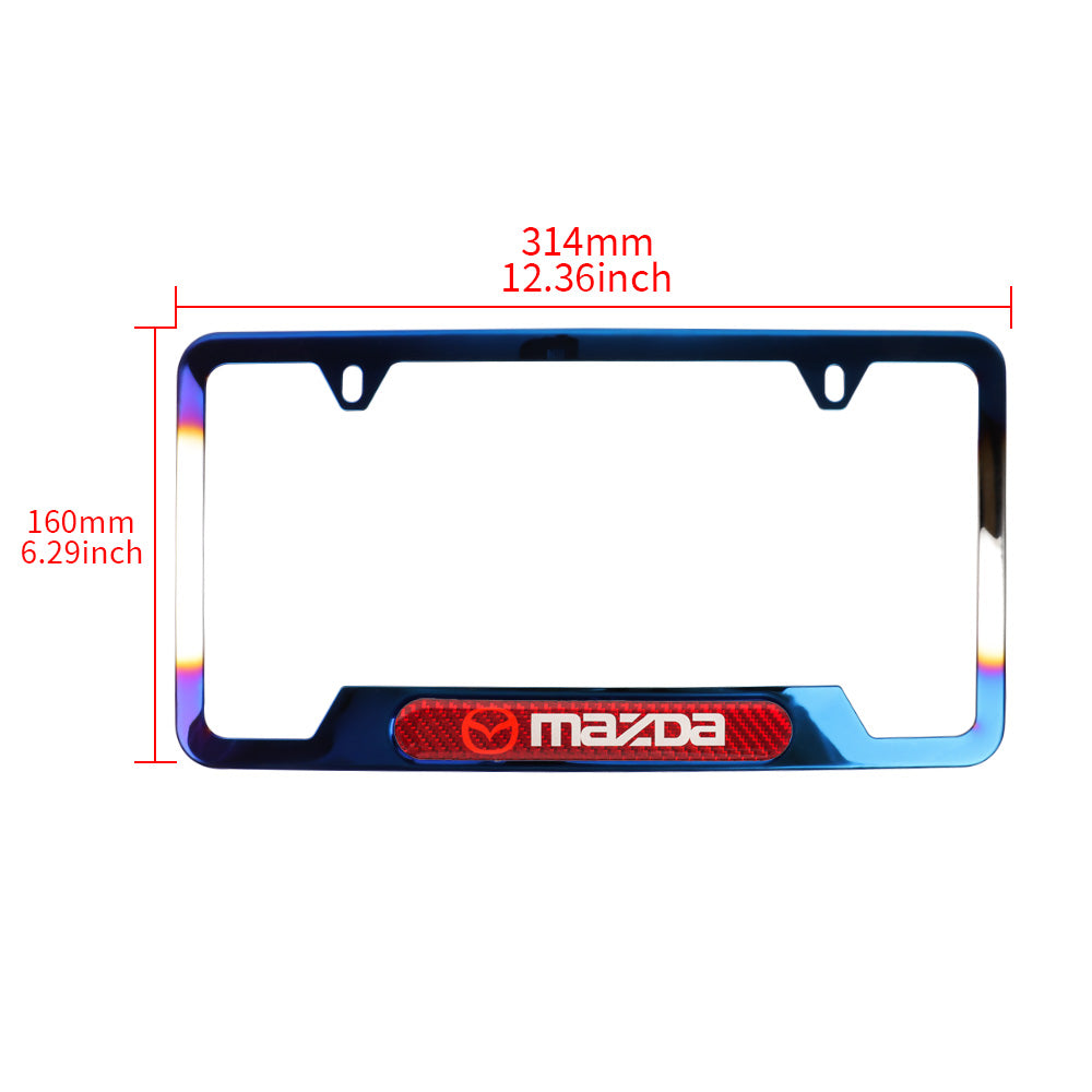 Brand New Universal 1PCS MAZDA Titanium Burnt Blue Metal License Plate Frame