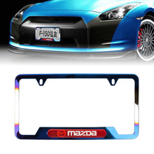 Load image into Gallery viewer, Brand New Universal 1PCS MAZDA Titanium Burnt Blue Metal License Plate Frame