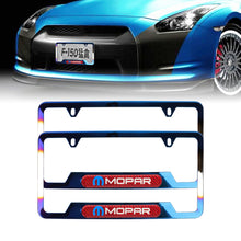 Load image into Gallery viewer, Brand New Universal 2PCS MOPAR Titanium Burnt Blue Metal License Plate Frame