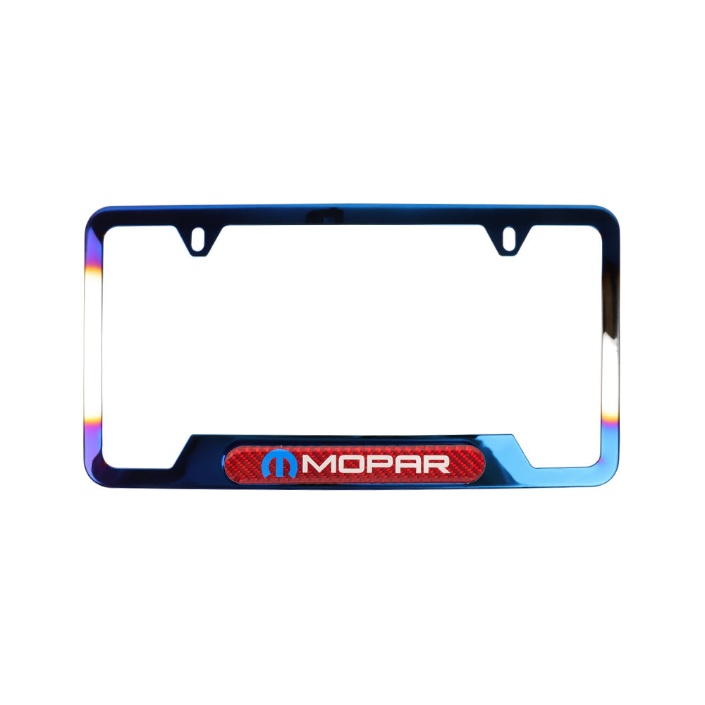 Brand New Universal 1PCS MOPAR Titanium Burnt Blue Metal License Plate Frame