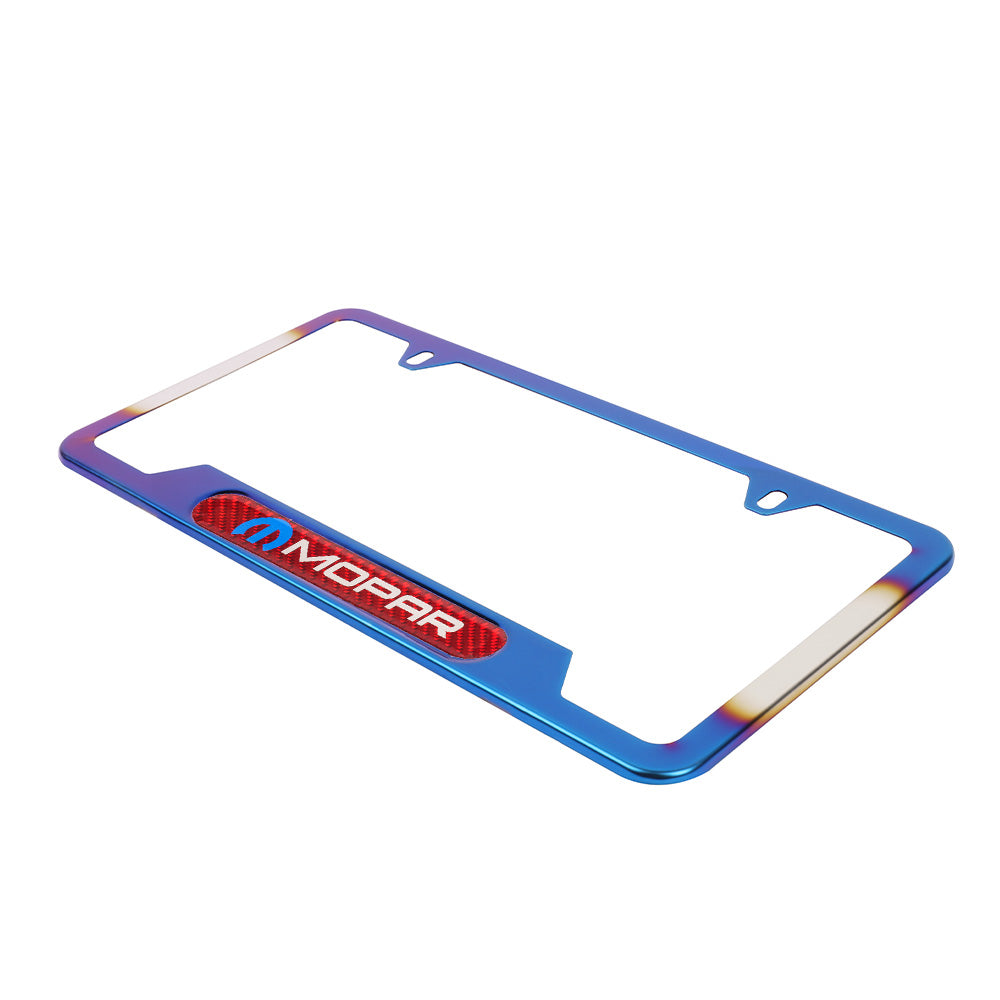 Brand New Universal 1PCS MOPAR Titanium Burnt Blue Metal License Plate Frame