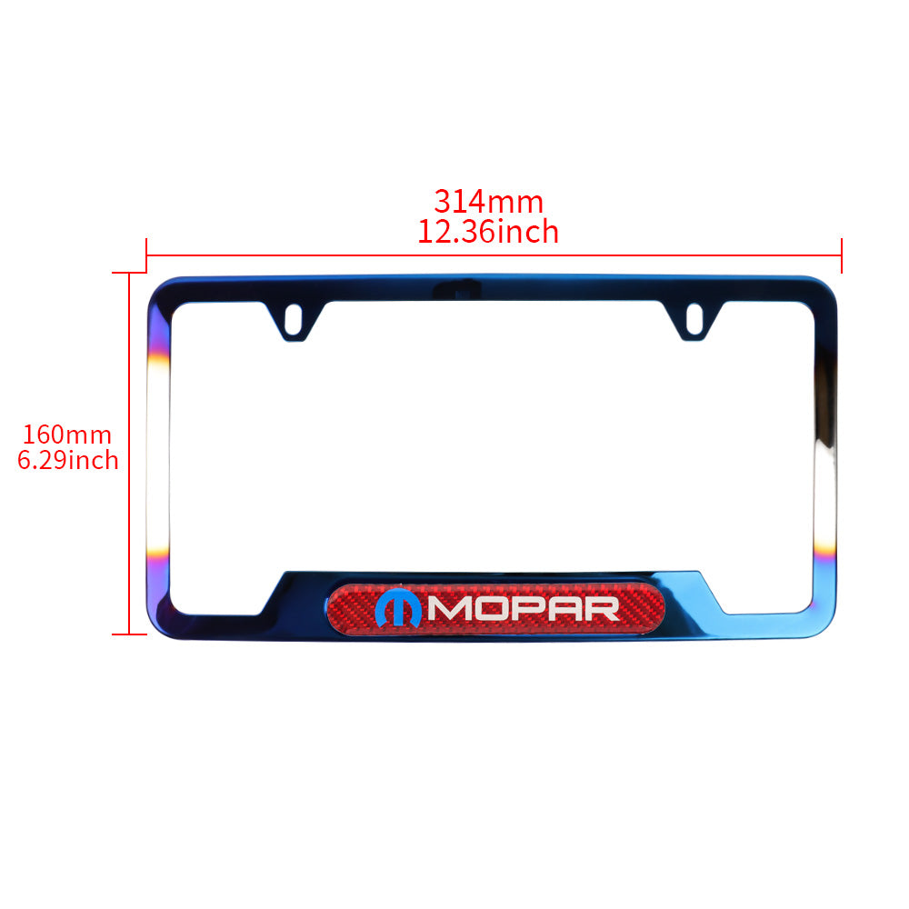 Brand New Universal 1PCS MOPAR Titanium Burnt Blue Metal License Plate Frame