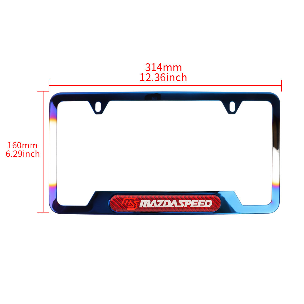 Brand New Universal 1PCS MAZDASPEED Titanium Burnt Blue Metal License Plate Frame