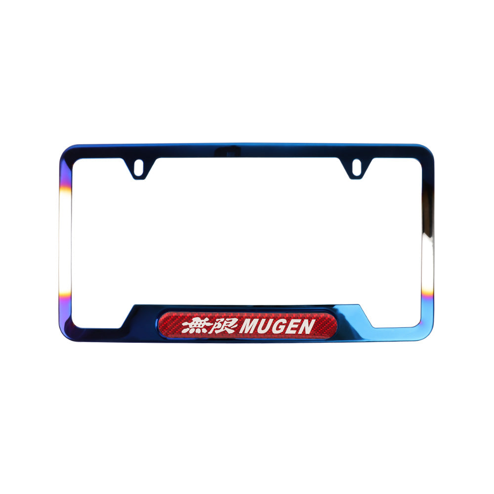 Brand New Universal 1PCS MUGEN Titanium Burnt Blue Metal License Plate Frame