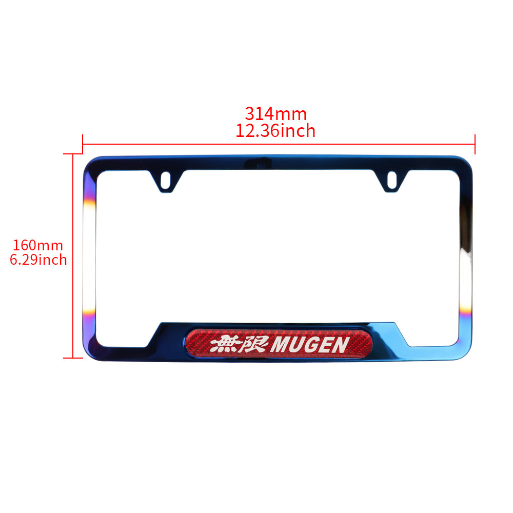 Brand New Universal 1PCS MUGEN Titanium Burnt Blue Metal License Plate Frame