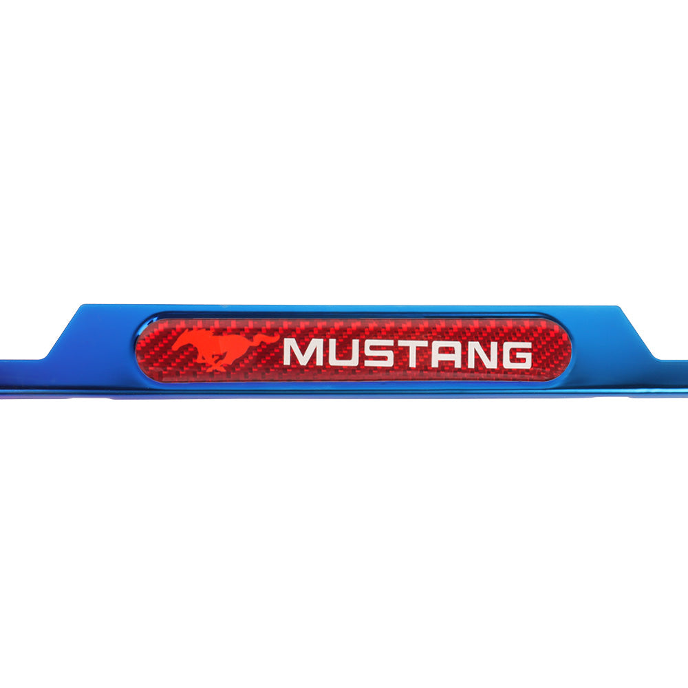 Brand New Universal 1PCS Mustang Titanium Burnt Blue Metal License Plate Frame