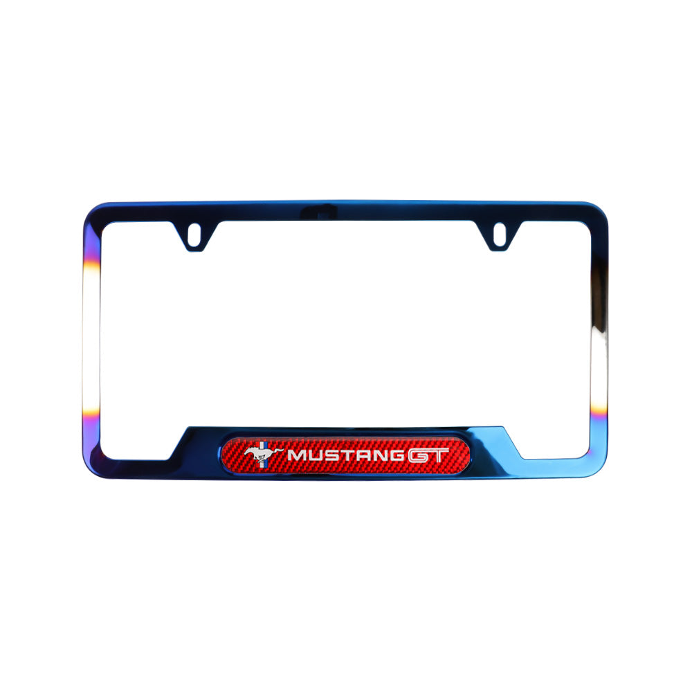 Brand New Universal 1PCS Mustang GT Titanium Burnt Blue Metal License Plate Frame