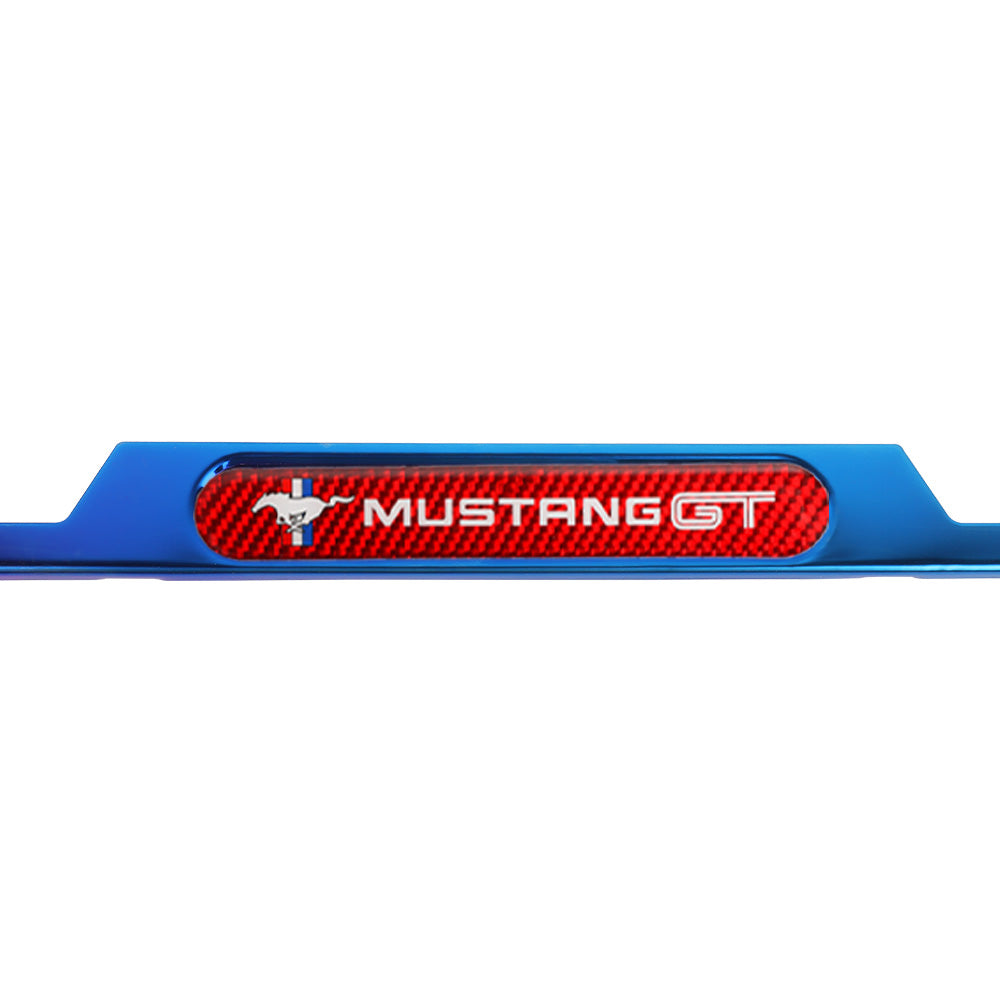 Brand New Universal 1PCS Mustang GT Titanium Burnt Blue Metal License Plate Frame