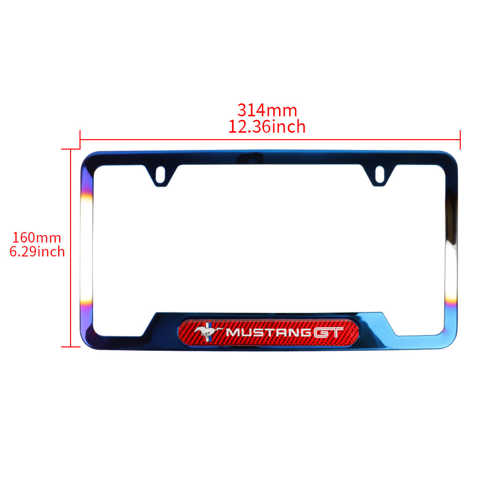 Brand New Universal 1PCS Mustang GT Titanium Burnt Blue Metal License Plate Frame