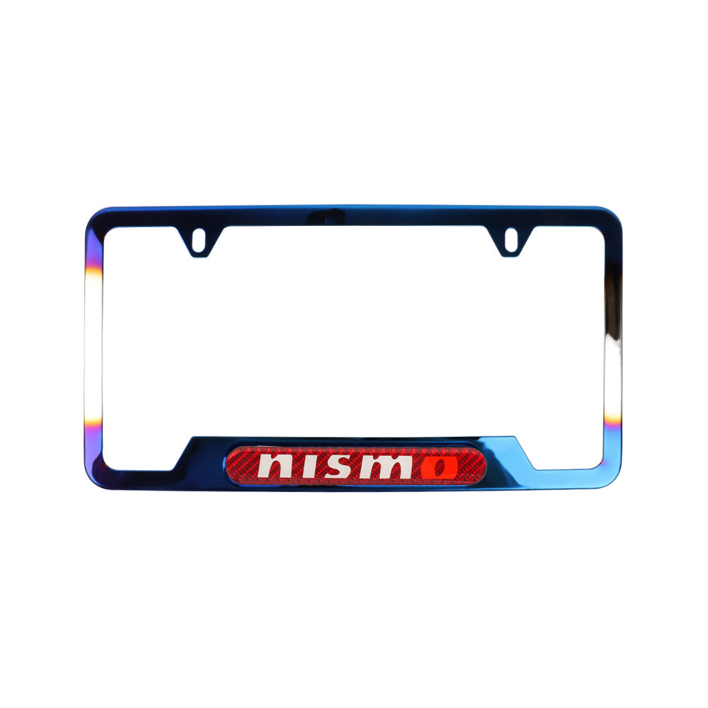 Brand New Universal 2PCS NISMO Titanium Burnt Blue Metal License Plate Frame