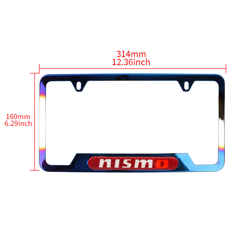 Brand New Universal 2PCS NISMO Titanium Burnt Blue Metal License Plate Frame