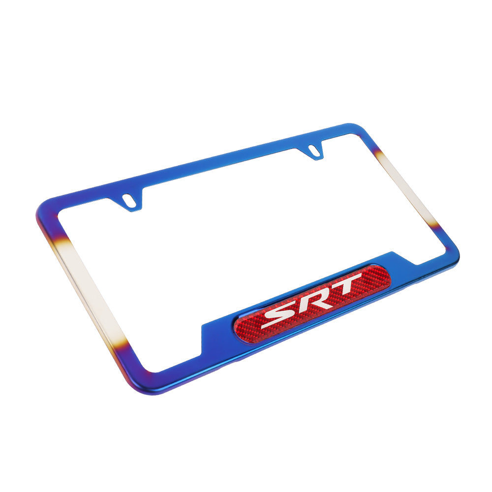 Brand New Universal 1PCS SRT Titanium Burnt Blue Metal License Plate Frame