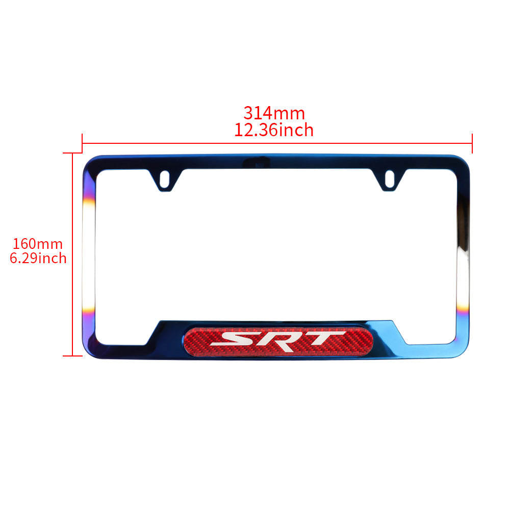 Brand New Universal 1PCS SRT Titanium Burnt Blue Metal License Plate Frame