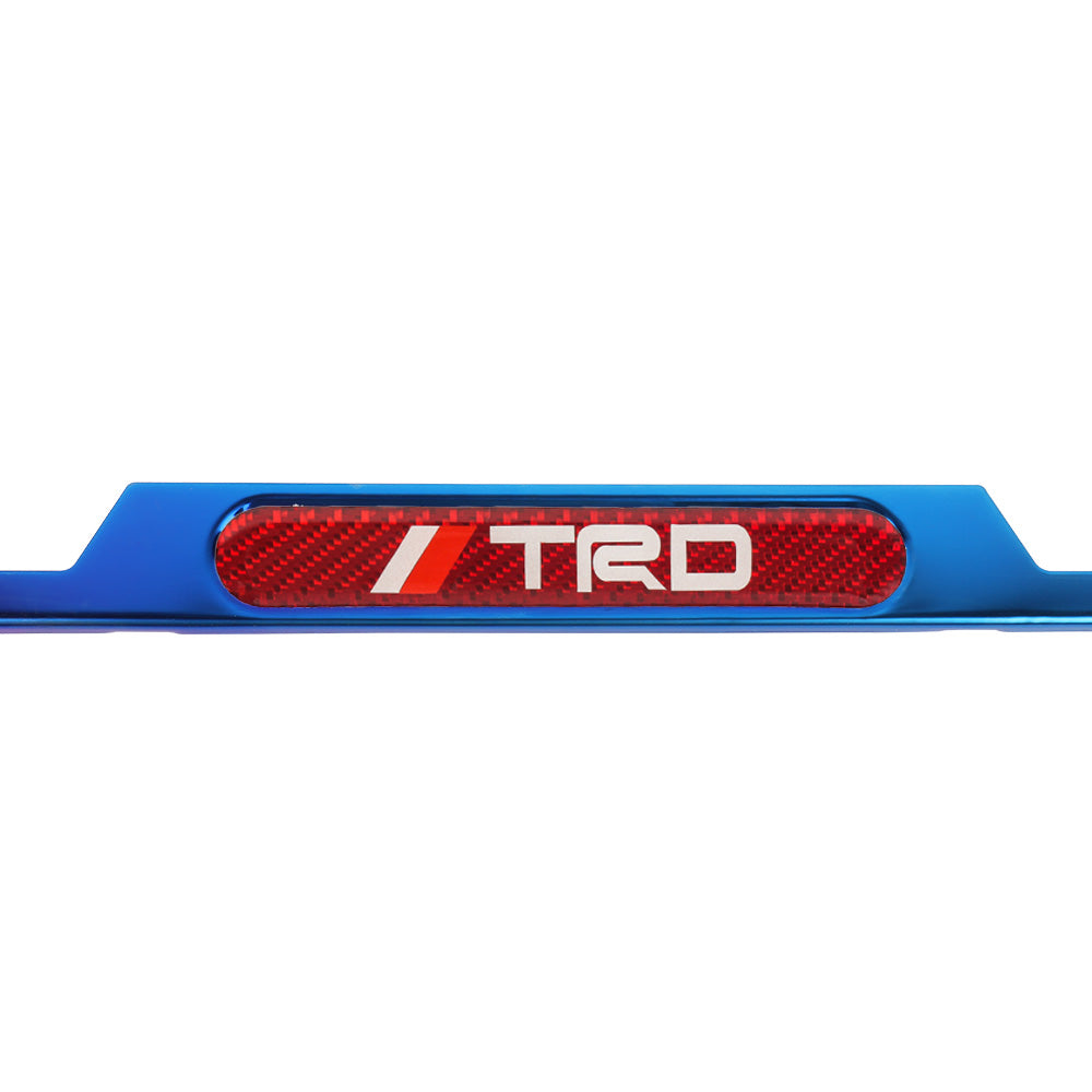 Brand New Universal 2PCS TRD Titanium Burnt Blue Metal License Plate Frame