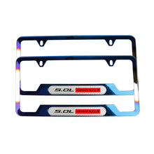 Load image into Gallery viewer, Brand New Universal 2PCS 5.0L COYOTE V8 Titanium Burnt Blue Metal License Plate Frame