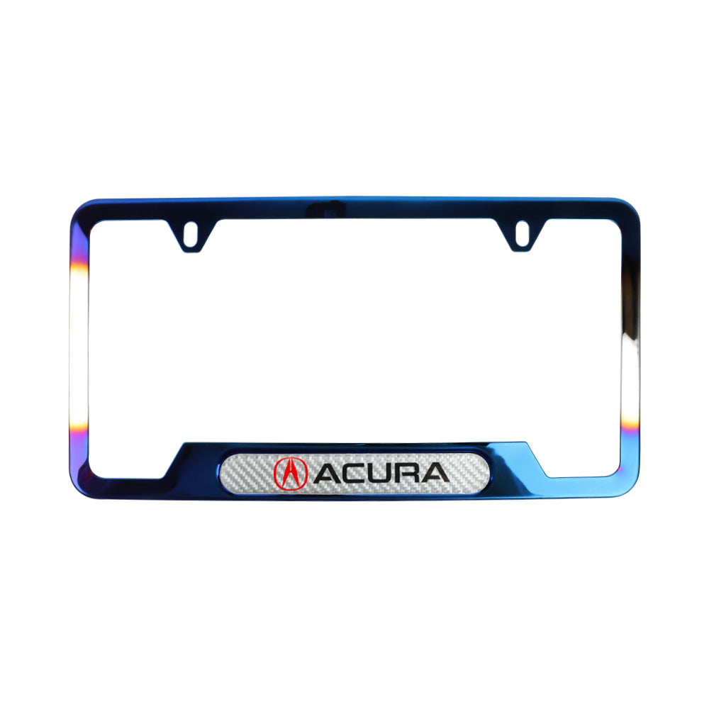 Brand New Universal 1PCS Acura Titanium Burnt Blue Metal License Plate Frame