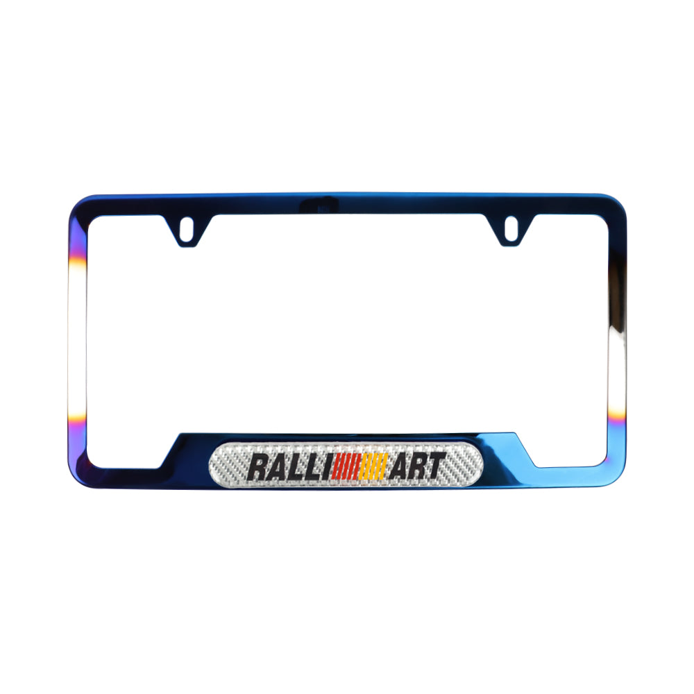 Brand New Universal 1PCS Ralliart Titanium Burnt Blue Metal License Plate Frame