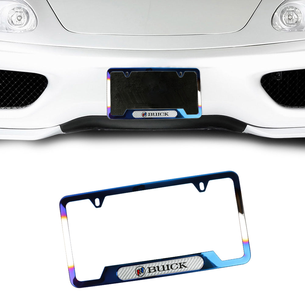 Brand New Universal 1PCS Buick Titanium Burnt Blue Metal License Plate Frame