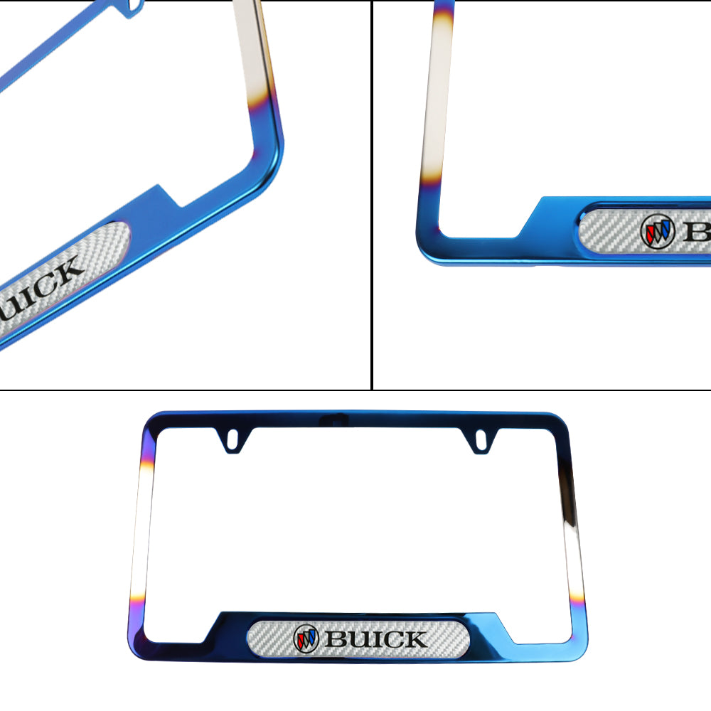 Brand New Universal 1PCS Buick Titanium Burnt Blue Metal License Plate Frame