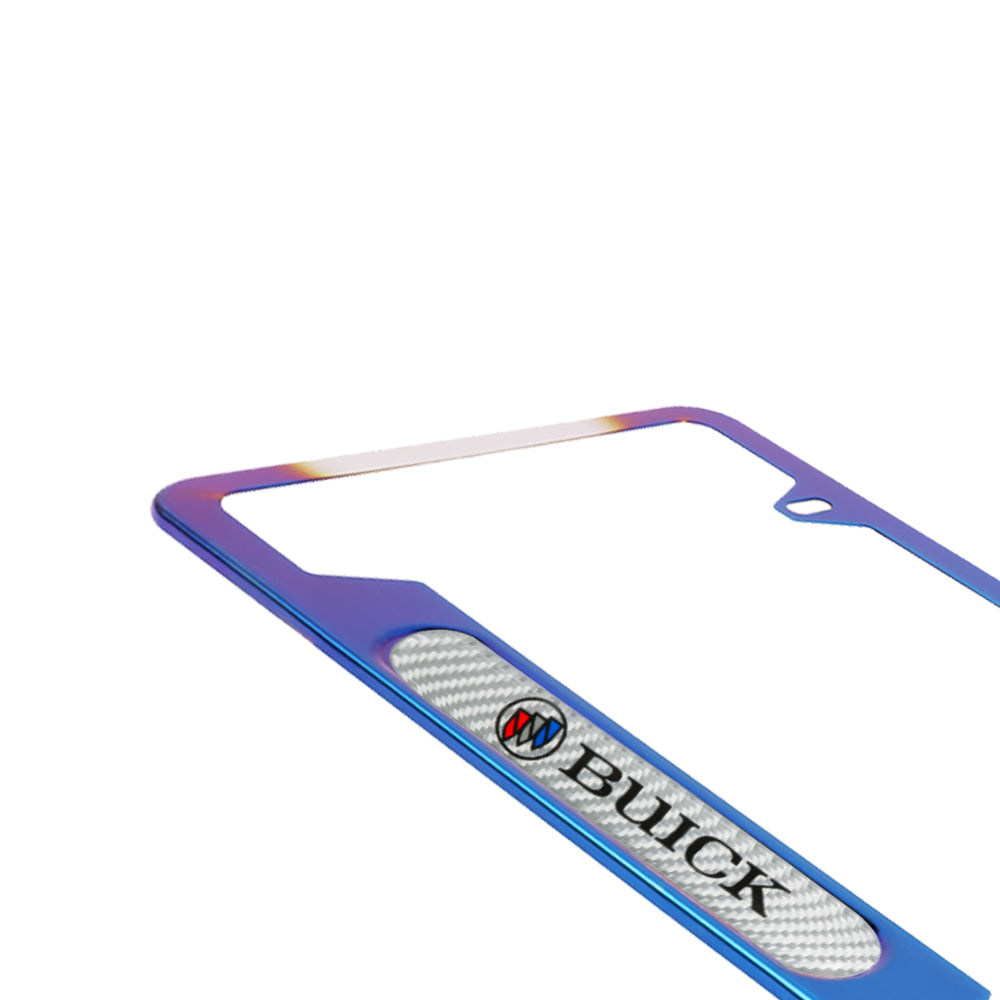 Brand New Universal 1PCS Buick Titanium Burnt Blue Metal License Plate Frame