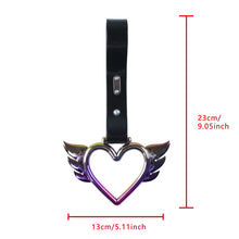 Load image into Gallery viewer, Brand New Angel Wing Heart Neo Chrome JDM TSURIKAWA Ring Subway Train Bus Handle Black Strap Charm Drift