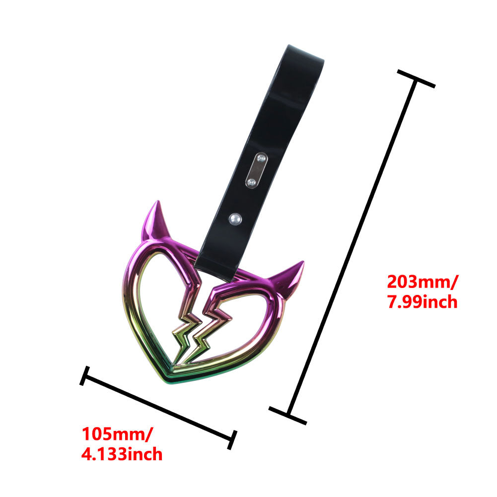 Brand New Devil Broken Heart Neo Chrome JDM TSURIKAWA Ring Subway Train Bus Handle Black Strap Charm Drift