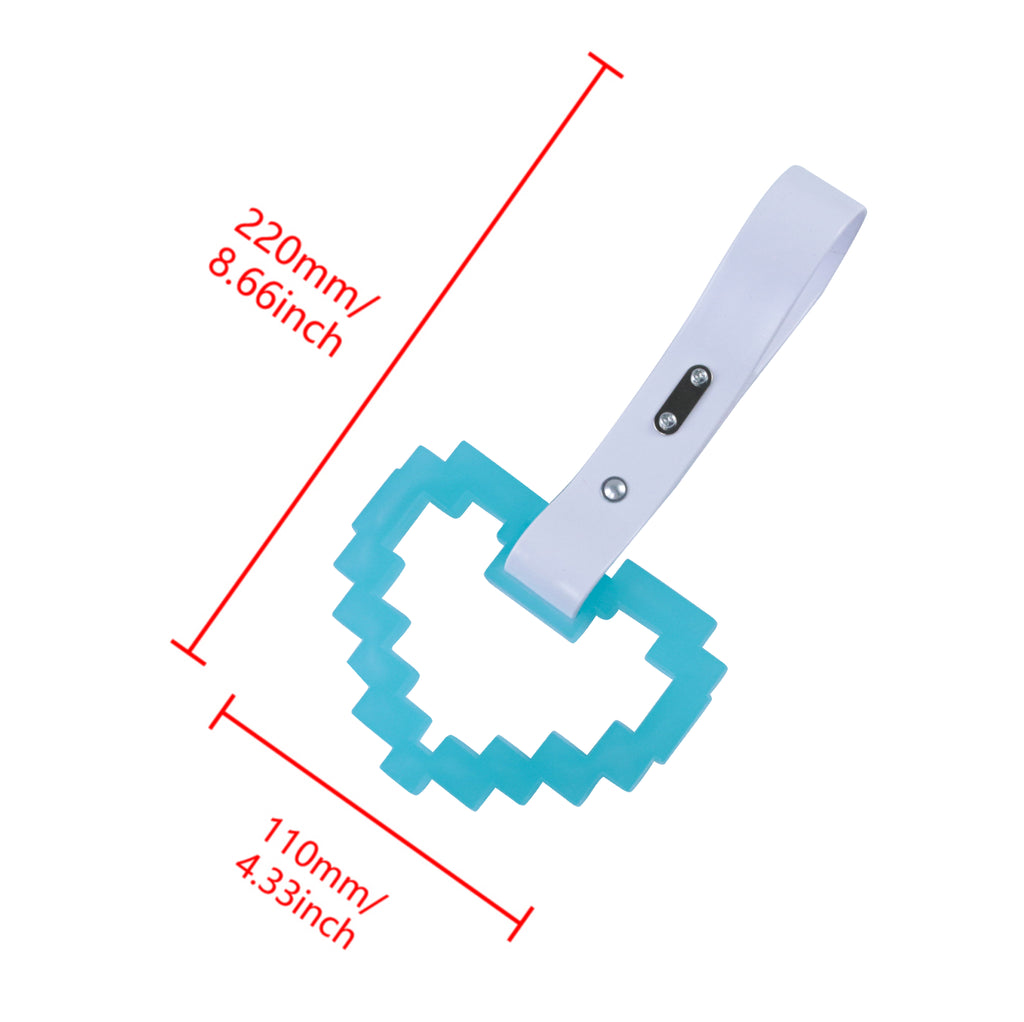 Brand New Minecraft Heart Teal (Glows in the Dark) JDM TSURIKAWA Ring Subway Train Bus White Handle Strap Charm Drift