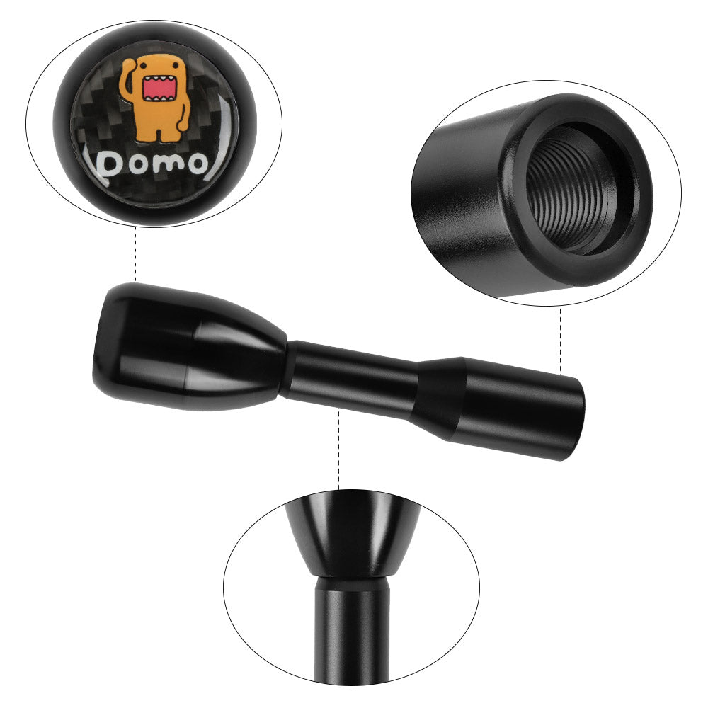 Brand New Universal Real Carbon Sticker Domo Aluminum Manual Gear Stick Black Shift Knob M8 M10 M12 & Black Shifter Extender Extension