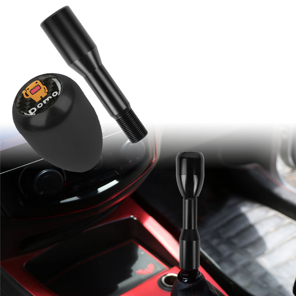 Brand New Universal Real Carbon Sticker Domo Aluminum Manual Gear Stick Black Shift Knob M8 M10 M12 & Black Shifter Extender Extension