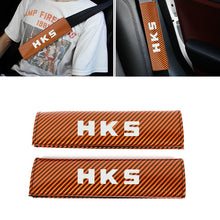 Load image into Gallery viewer, Brand New Universal 2PCS HKS Orange Carbon Fiber Look Car Seat Belt Covers Shoulder Pad