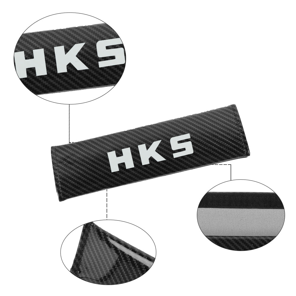 Brand New Universal 2PCS HKS Black Carbon Fiber Look Car Seat Belt Covers Shoulder Pad