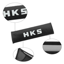 Load image into Gallery viewer, Brand New Universal 2PCS HKS Black Carbon Fiber Look Car Seat Belt Covers Shoulder Pad