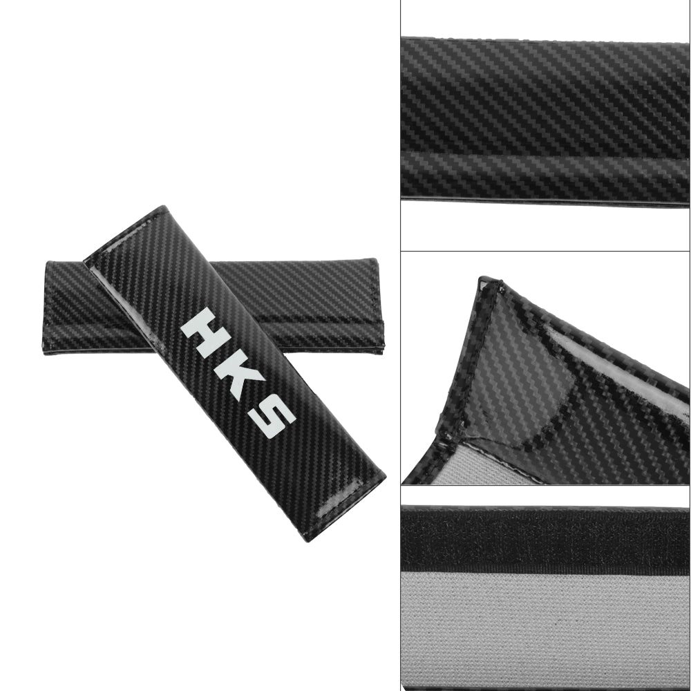 Brand New Universal 2PCS HKS Black Carbon Fiber Look Car Seat Belt Covers Shoulder Pad