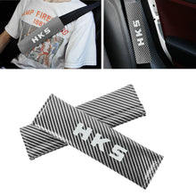 Load image into Gallery viewer, Brand New Universal 2PCS HKS Silver Carbon Fiber Look Car Seat Belt Covers Shoulder Pad