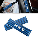 Brand New Universal 2PCS HKS Blue Carbon Fiber Look Car Seat Belt Covers Shoulder Pad