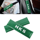 Brand New Universal 2PCS HKS Green Carbon Fiber Look Car Seat Belt Covers Shoulder Pad