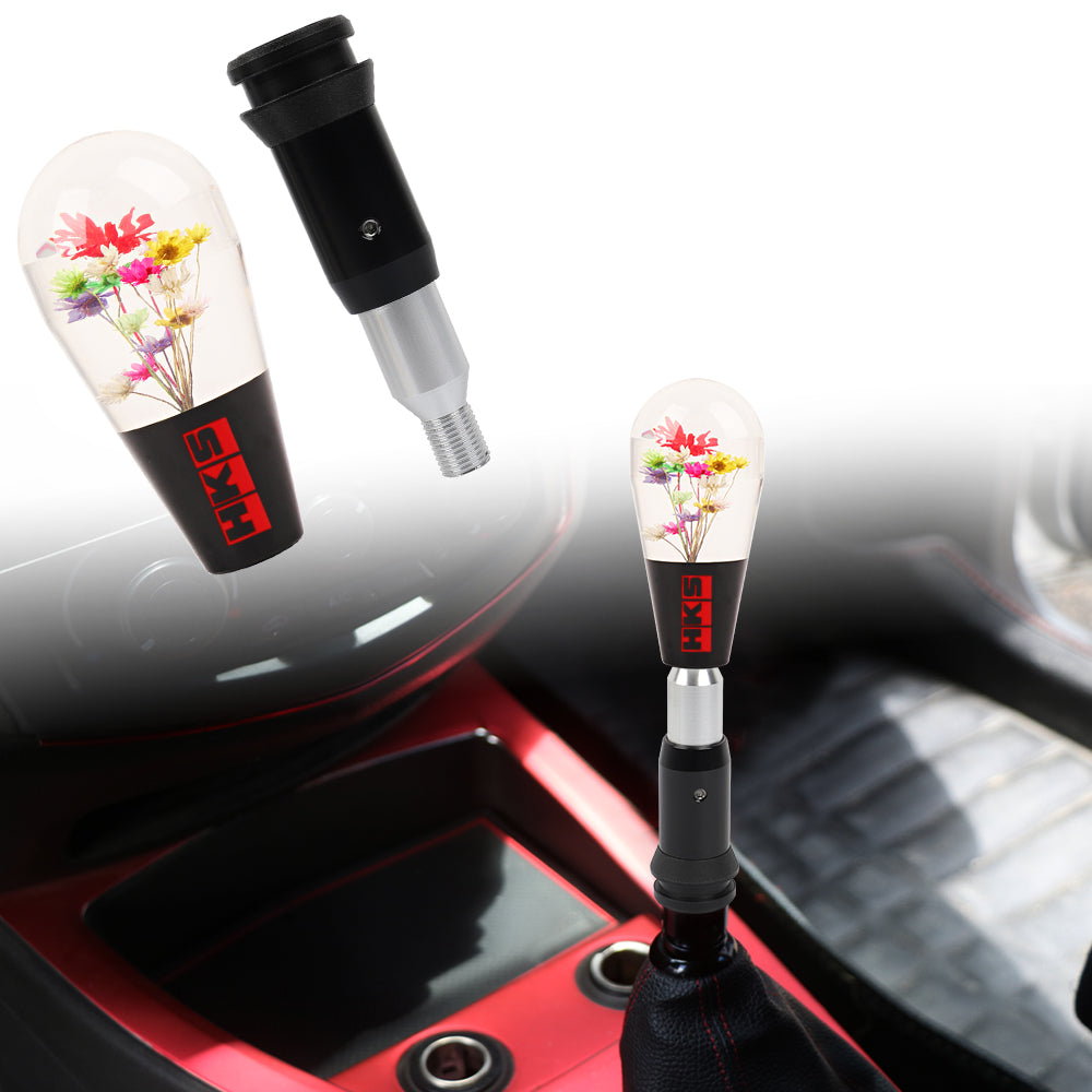 Brand New Universal JDM HKS Black Crystal Real Flowers Head Automatic Car Gear Shift Knob shifter