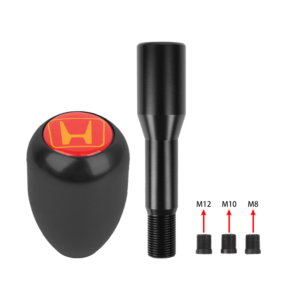 Brand New Universal Red Honda Sticker Aluminum Manual Gear Stick Black Shift Knob M8 M10 M12 & Black Shifter Extender Extension