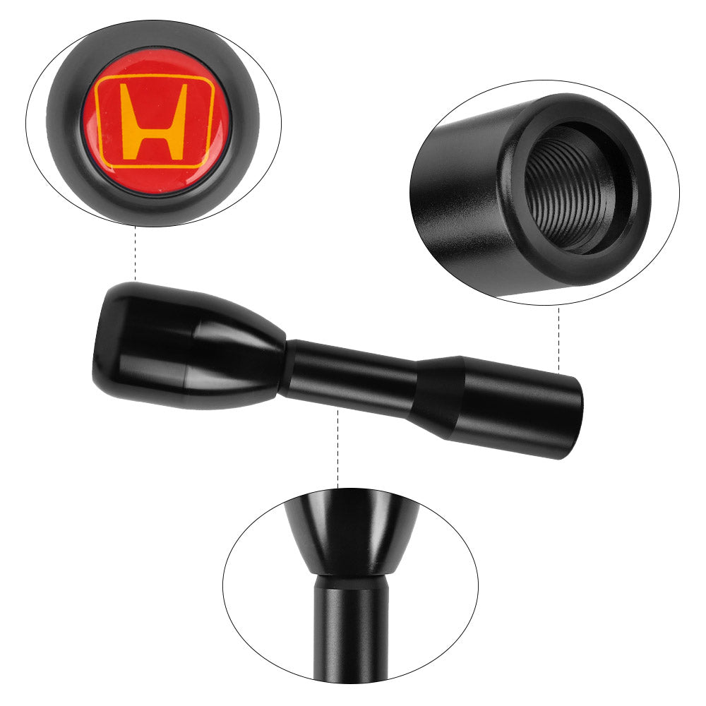 Brand New Universal Red Honda Sticker Aluminum Manual Gear Stick Black Shift Knob M8 M10 M12 & Black Shifter Extender Extension